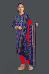 Blue Color Top With Red Color Pant & Chunri Body Bandha Dress Set