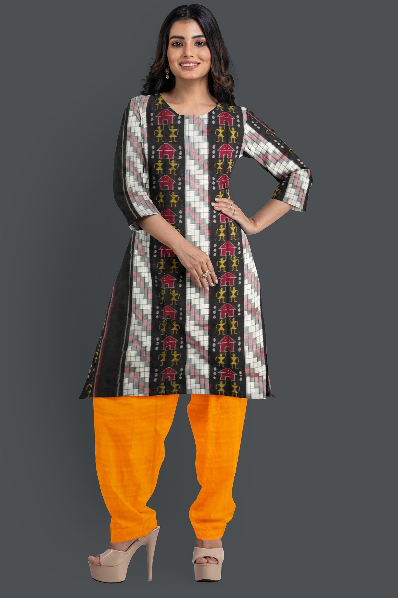 Black Top With Yellow Pant & Chunri Pasapalli Dress Set