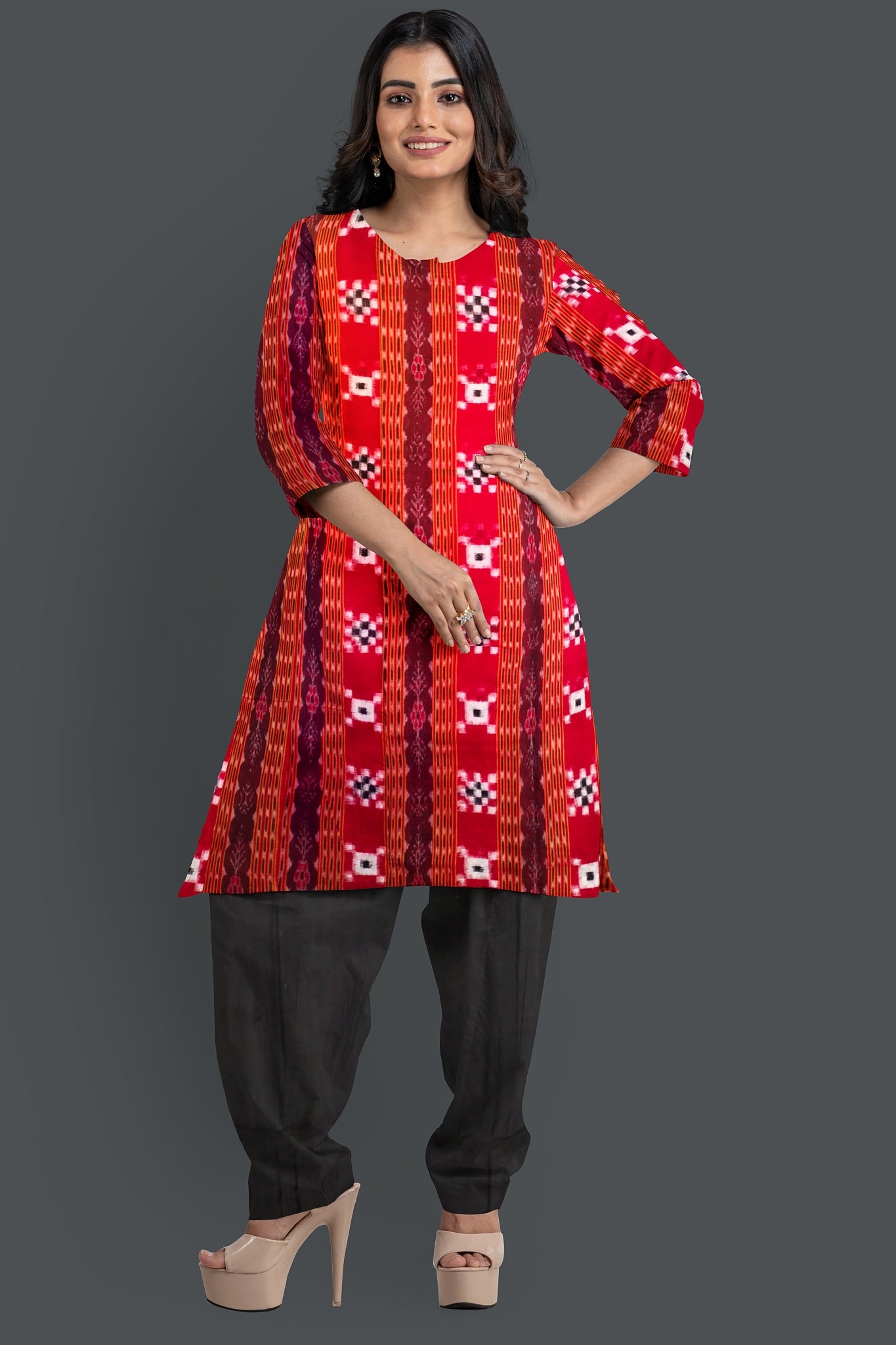 Red Color Top With Black Color Pant & Chunri Pasapalli Dress Set