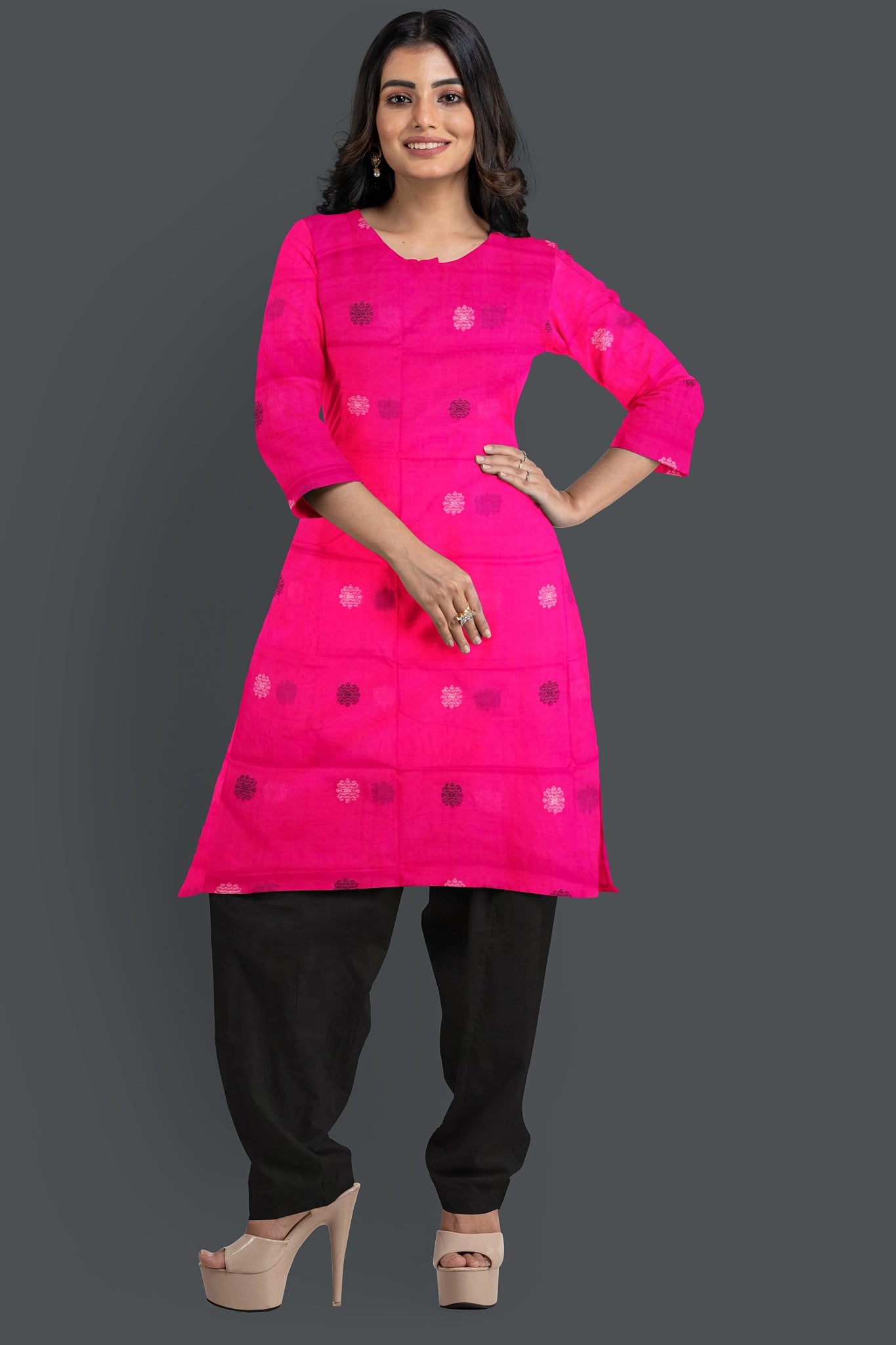 Pink Top With Black Pant & Chunri Bomkai Dress Set