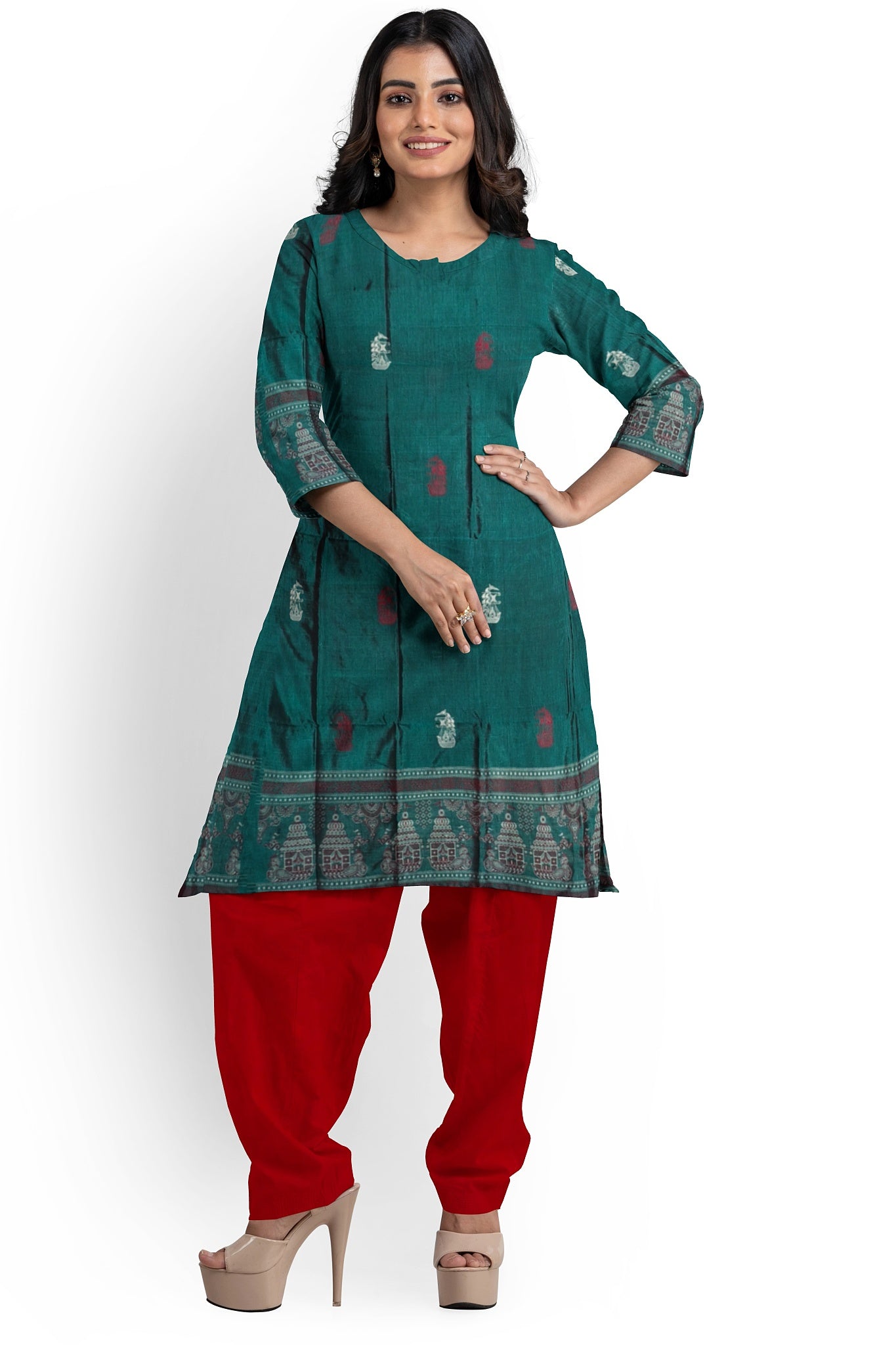 Deep Teal Bomkai Dress Set