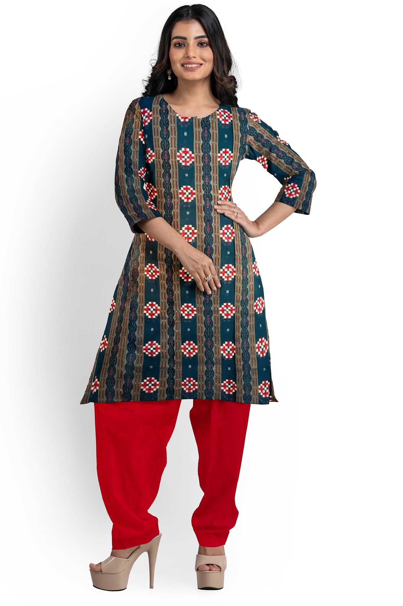 Sumati Top With Red Pant & Chunri Pasapalli Dress Set