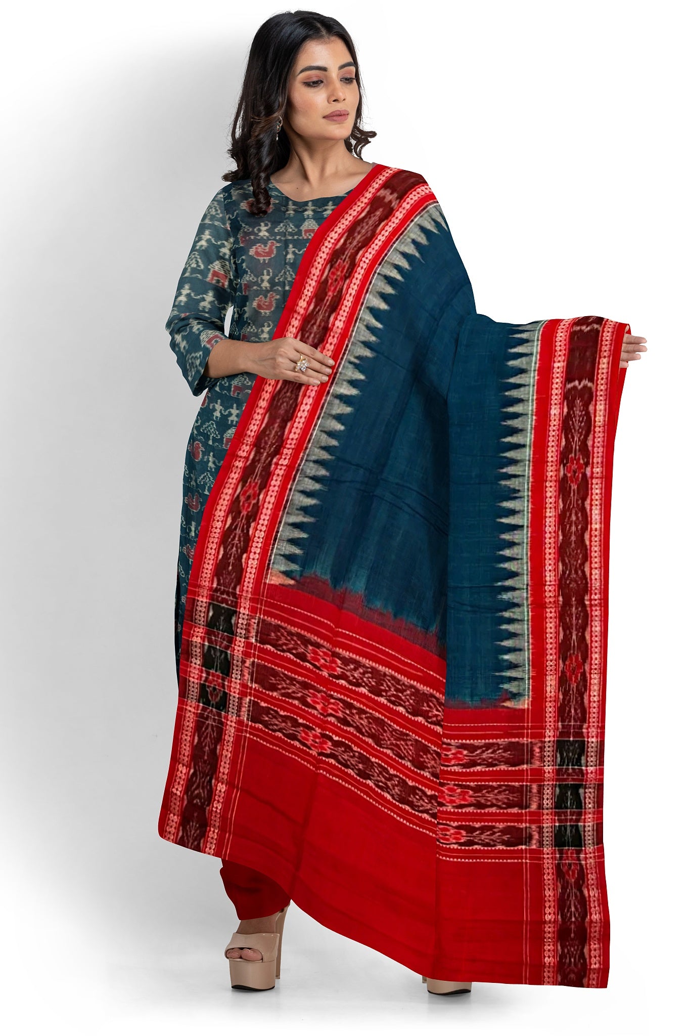 Sumati Top With Red Pant & Chunri Body Bandha Dress Set