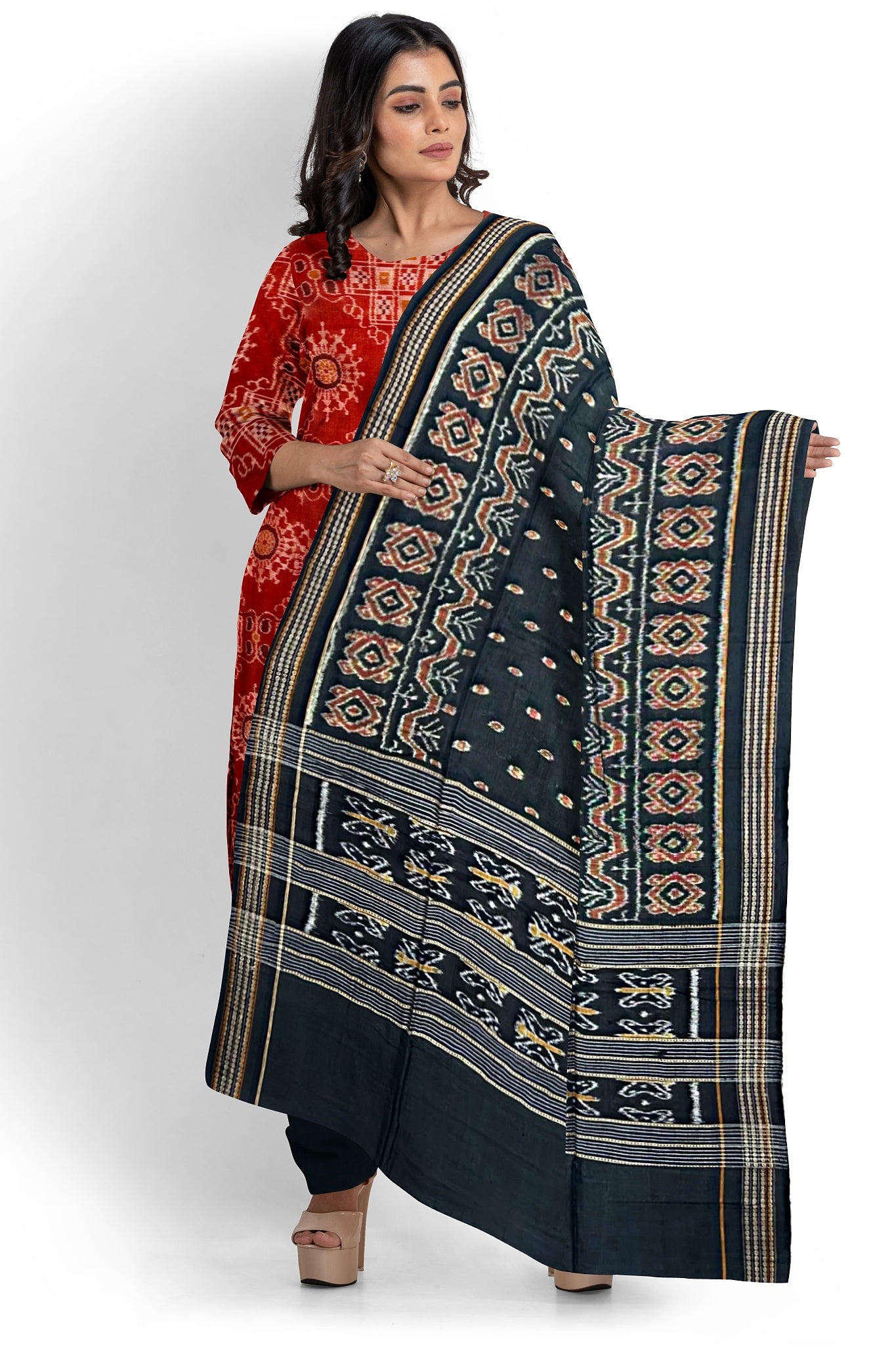 Rust Top With Black Pant & Chunri Body Bandha Dress Set