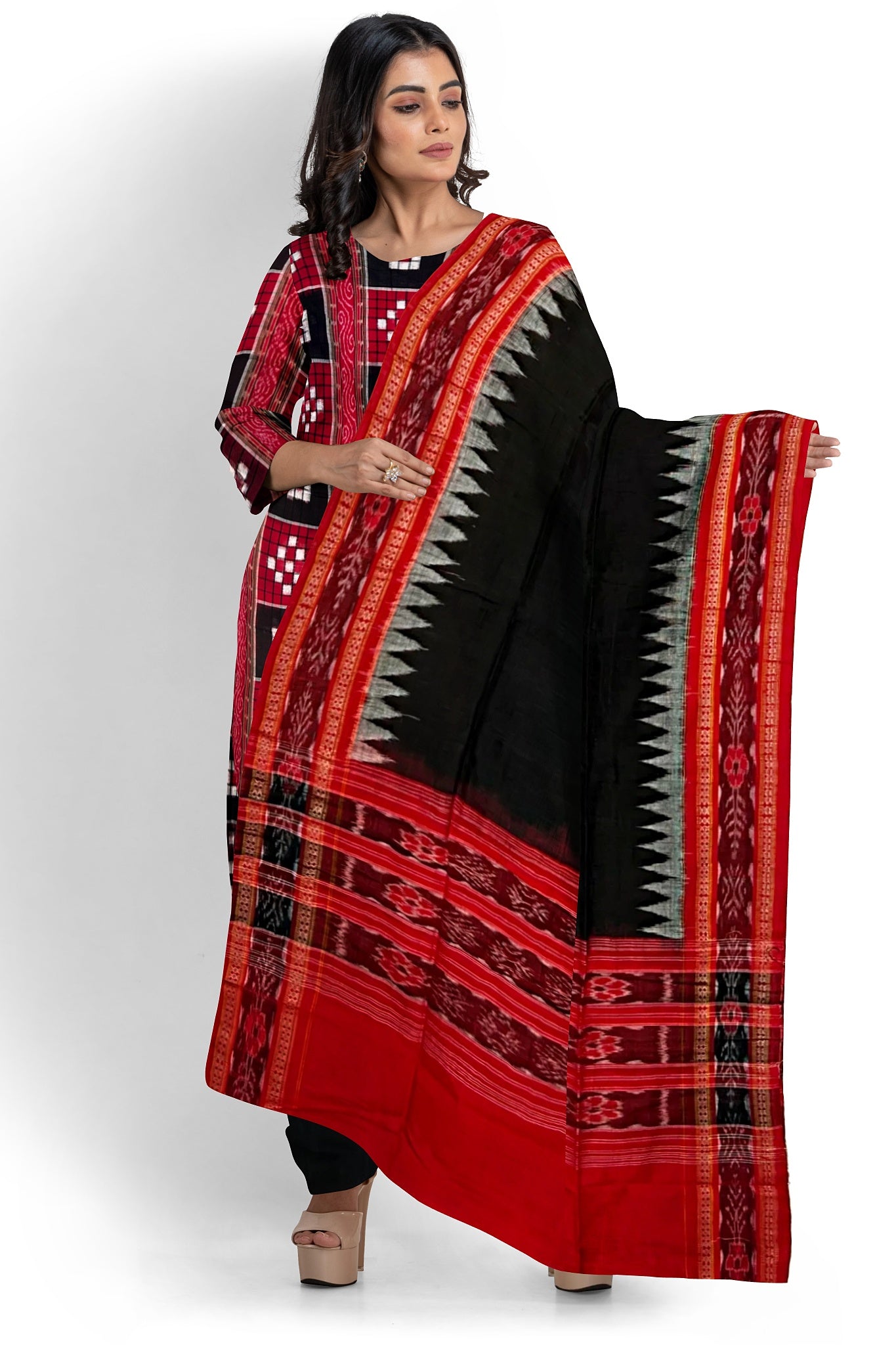 Black & Red Top With Black Pant & Chunri Pasapalli Dress Set