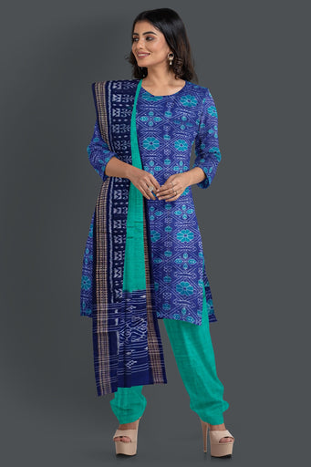 Blue Top With Torquise Blue Pant & Chunri Body Bandha Dress Set