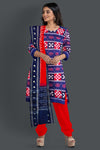 Blue Top With Red Pant & Chunri Pasapalli Dress Set