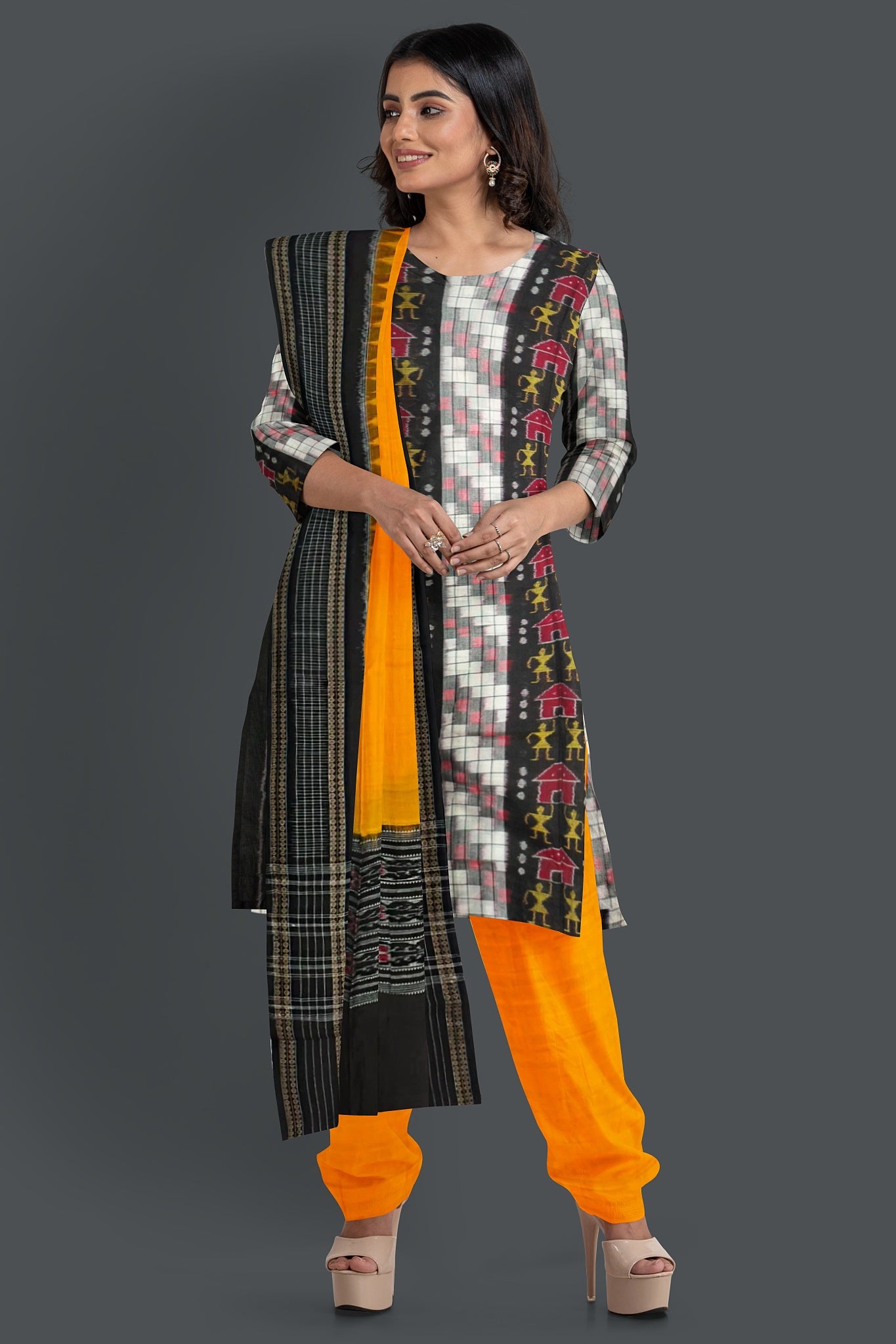 Black Top With Yellow Pant & Chunri Pasapalli Dress Set