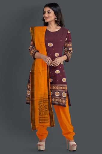 Deep Maroon Bomkai Dress Set