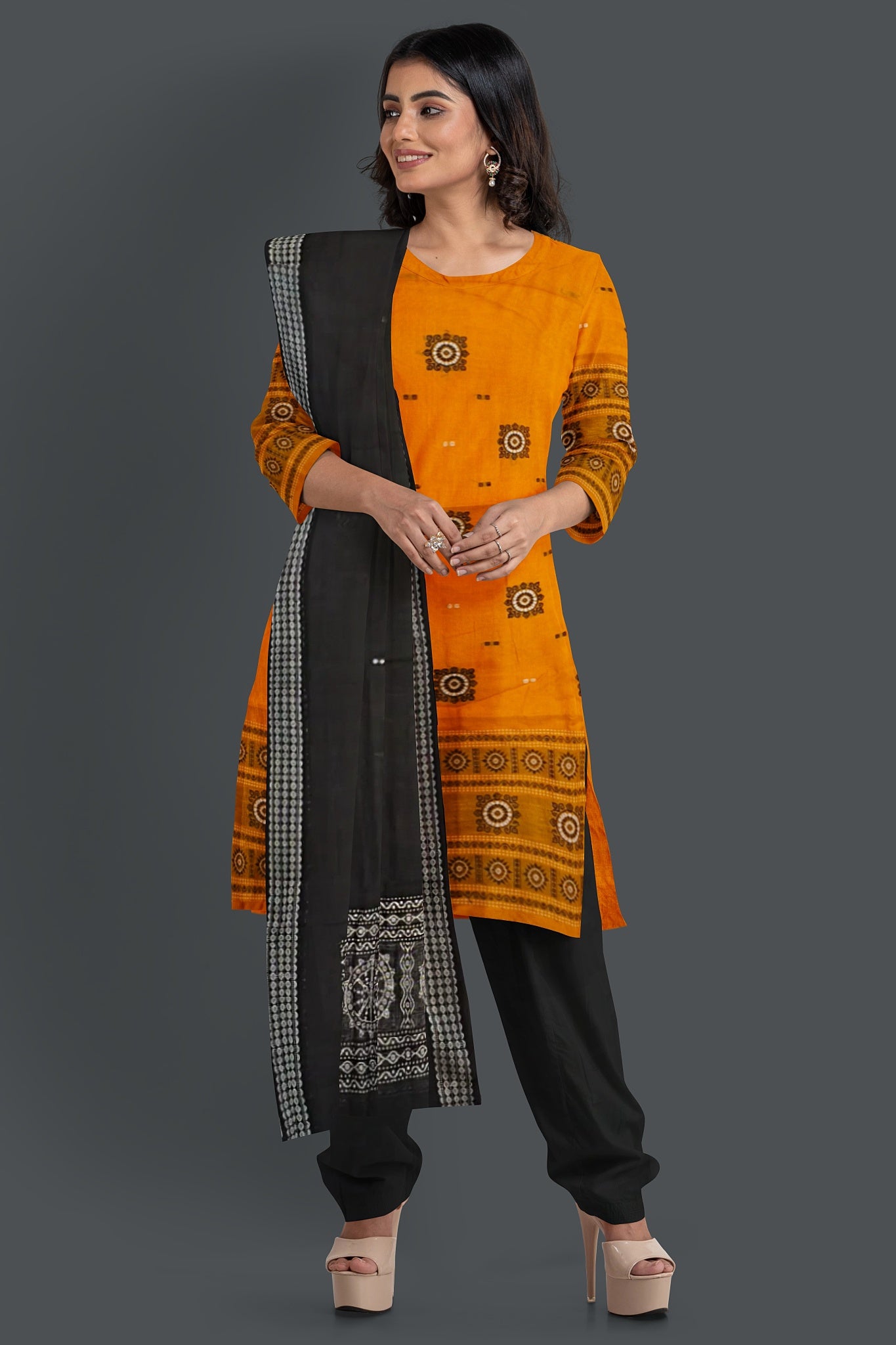 Golden Yellow Bomkai Dress Set