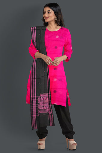 Pink Top With Black Pant & Chunri Bomkai Dress Set