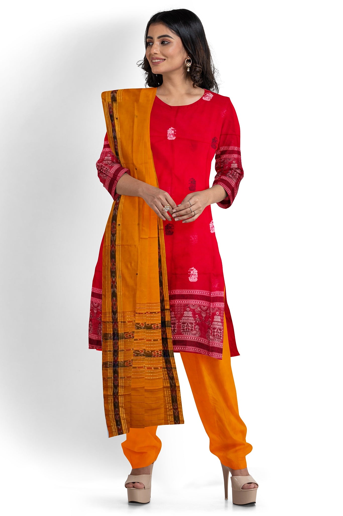 Deep Red Bomkai Dress Set