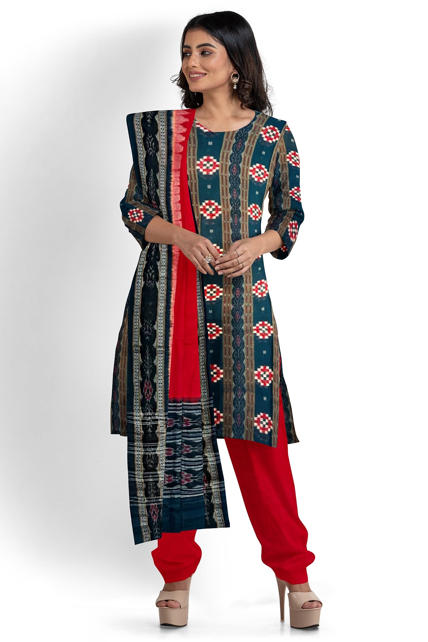Sumati Top With Red Pant & Chunri Pasapalli Dress Set