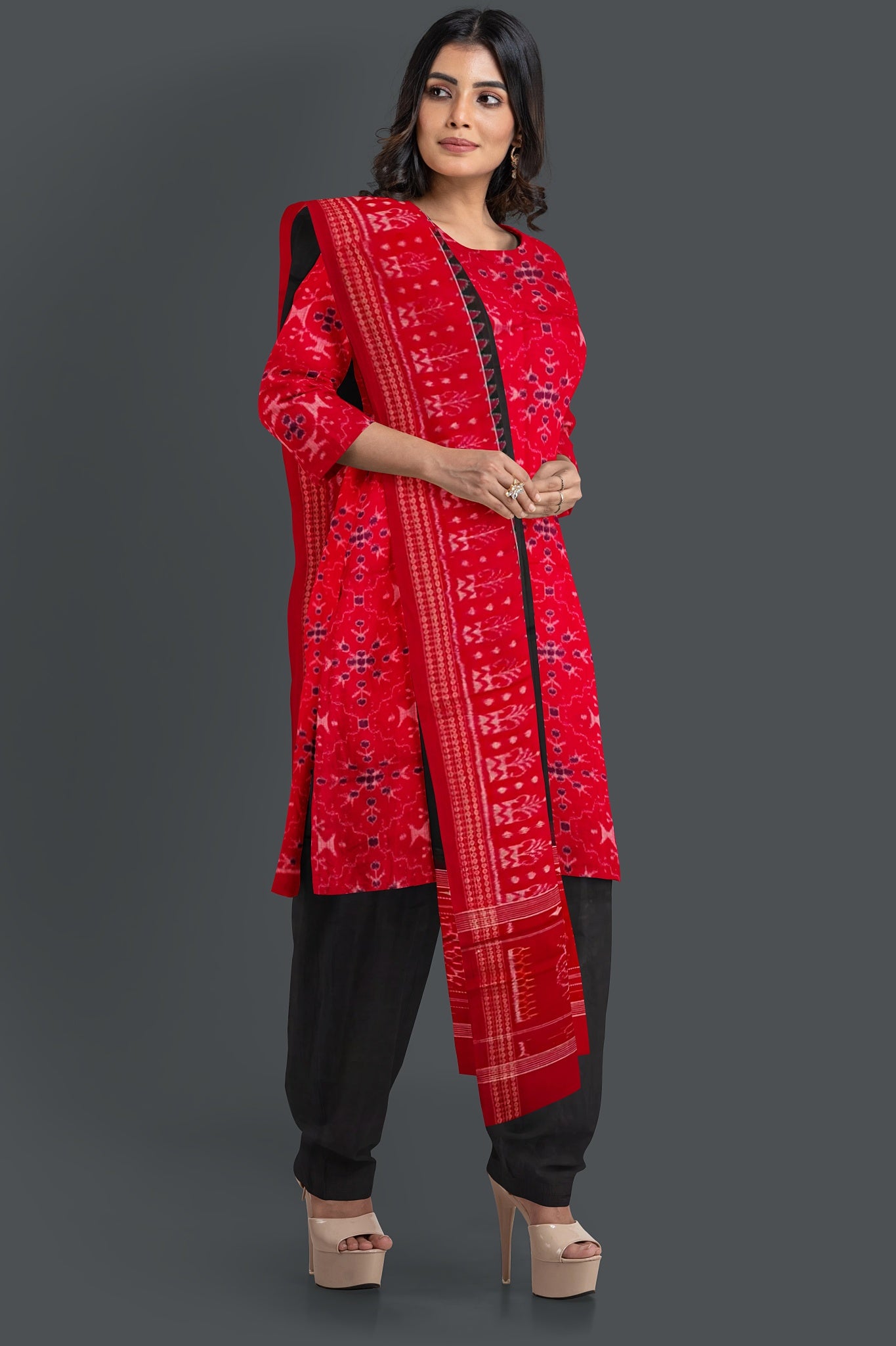 Rani Top With Black Pant & Chunri Body Bandha Dress Set