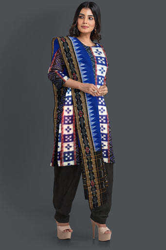 Blue & Black Top With Black Pant & Chunri Pasapalli Dress Set