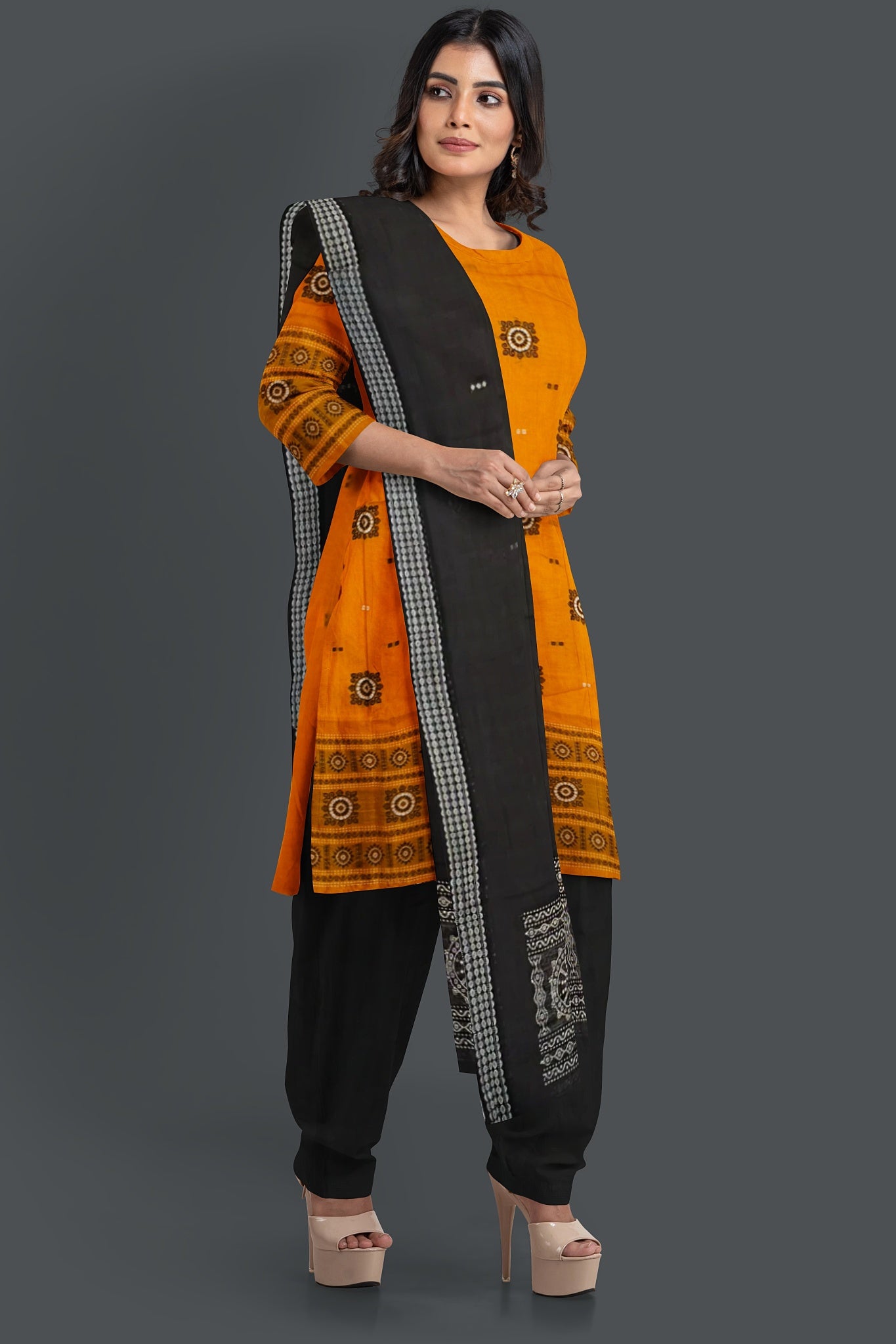 Golden Yellow Bomkai Dress Set