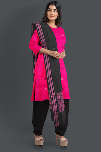 Pink Top With Black Pant & Chunri Bomkai Dress Set