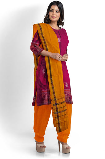 Deep magenta Bomkai Dress Set