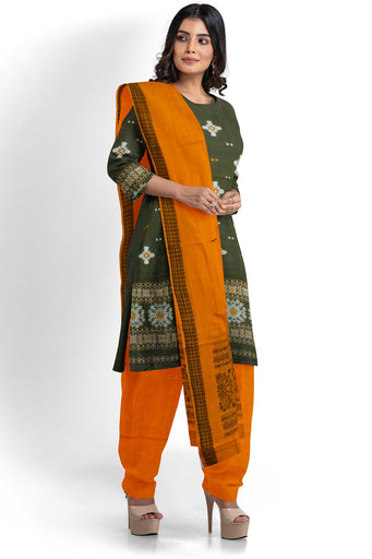 Olive Green Bomkai Dress Set