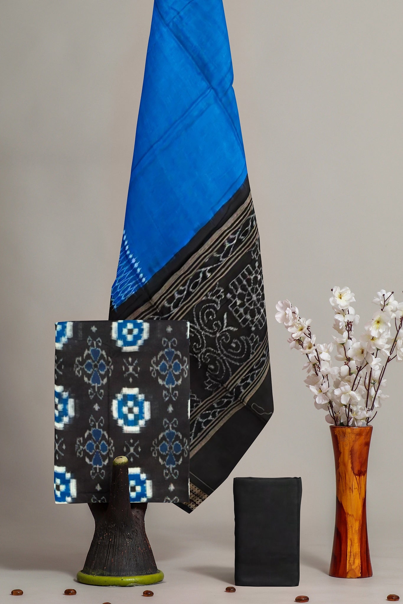 Black Top With Black Pant & Blue Chunri Pasapalli Dress Set