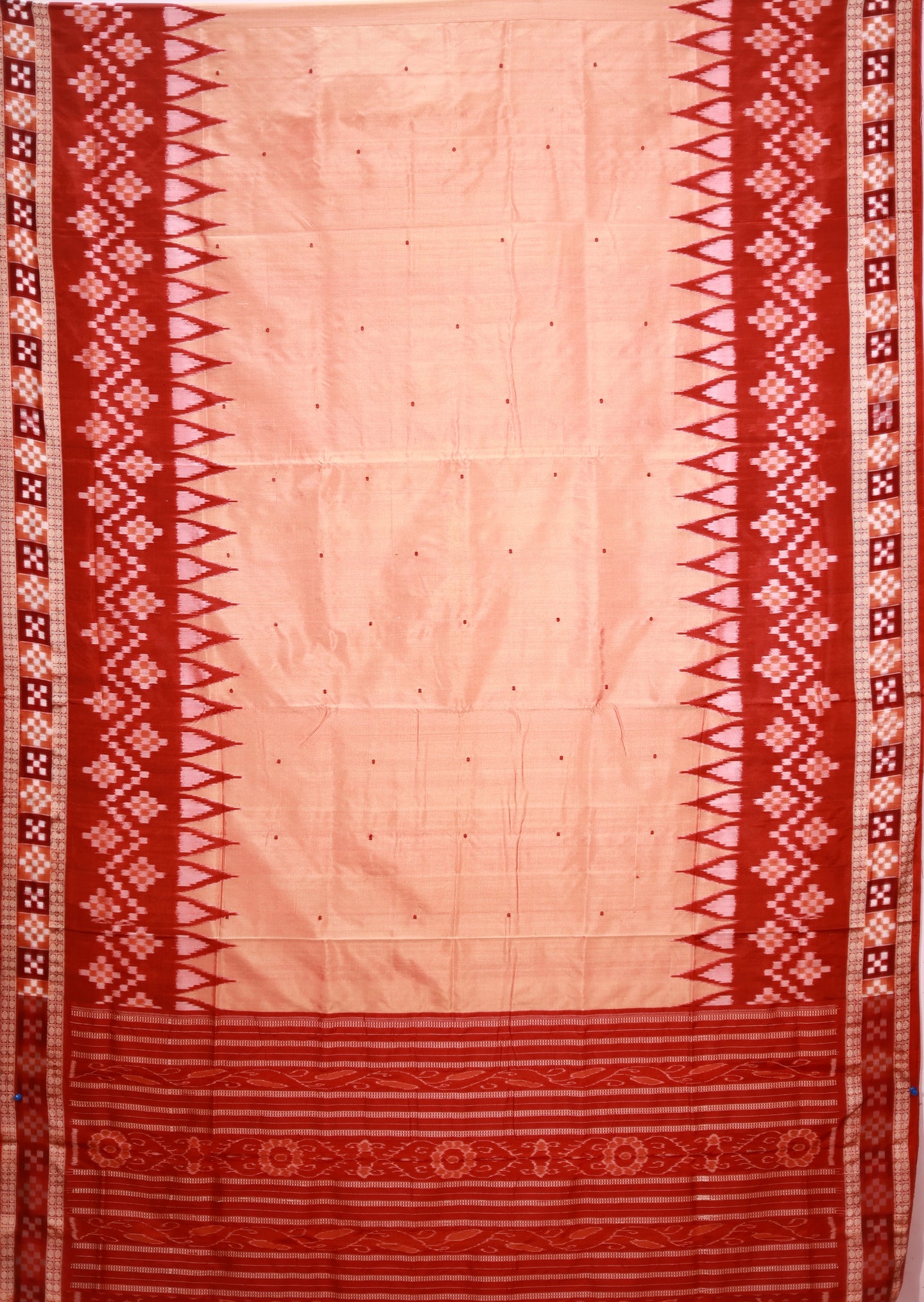 Happy Orange Border Pasapalli Buti Bomkai Saree