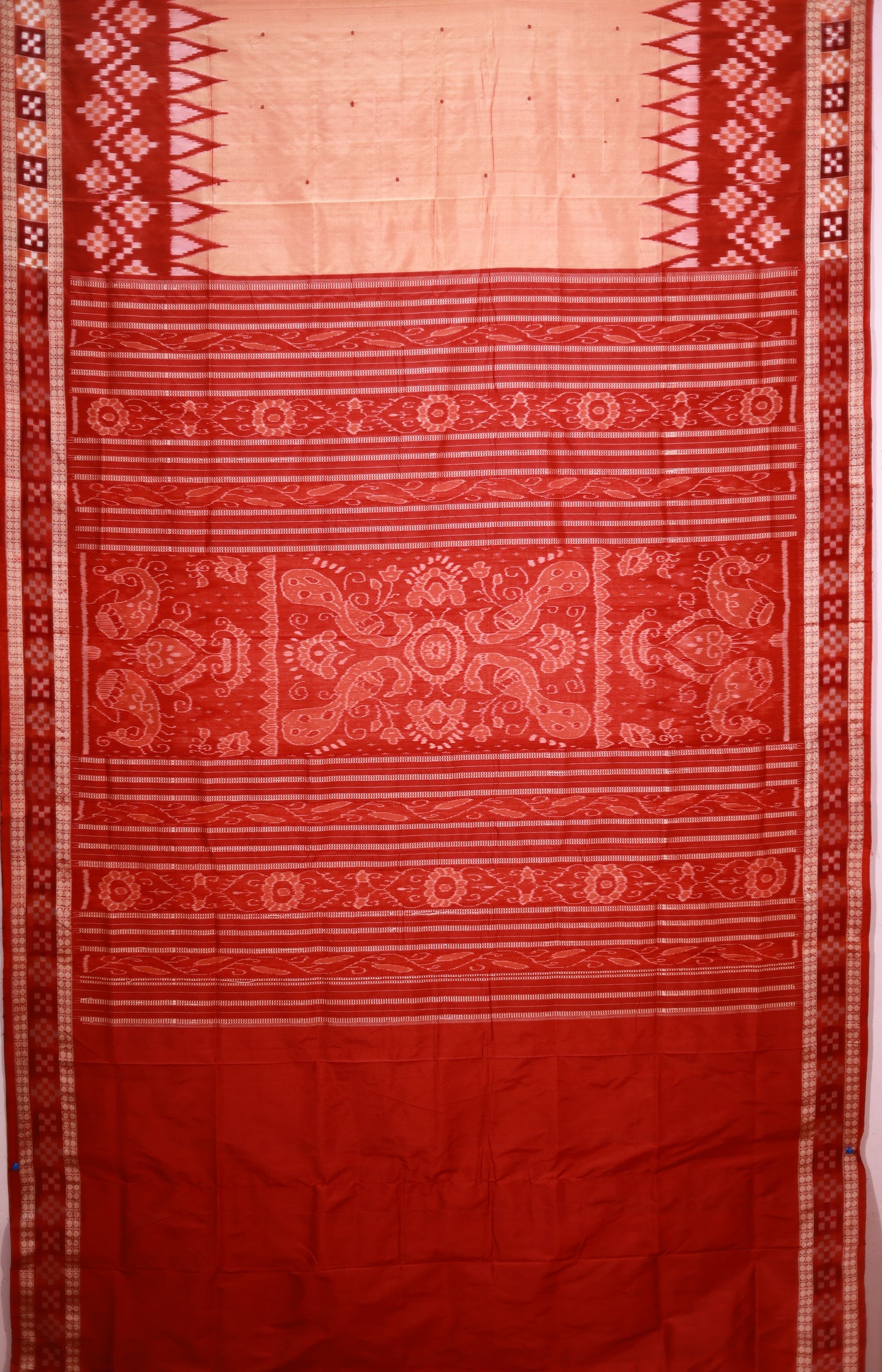Happy Orange Border Pasapalli Buti Bomkai Saree