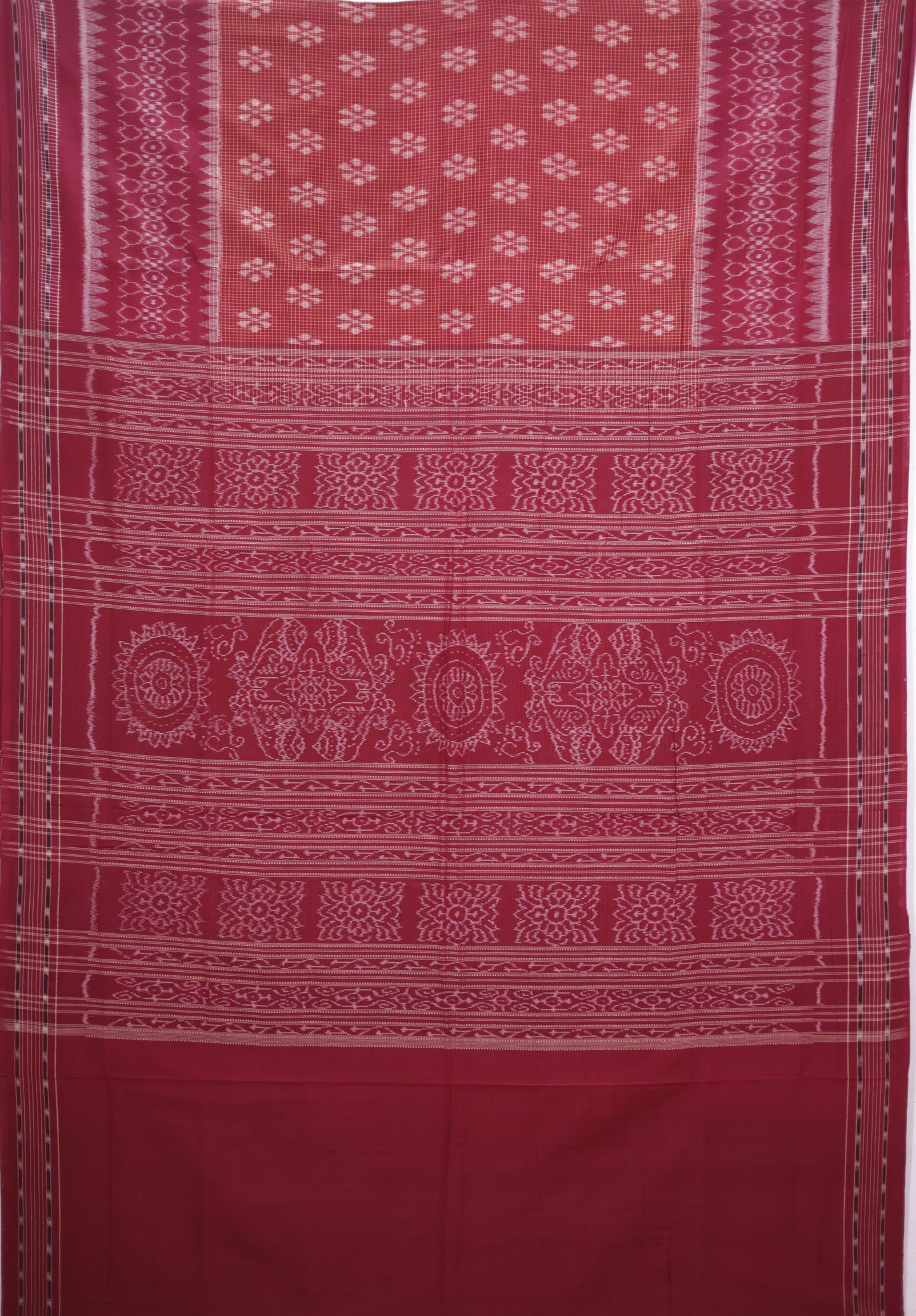 Brown Maroon Border Body Bandha Saree