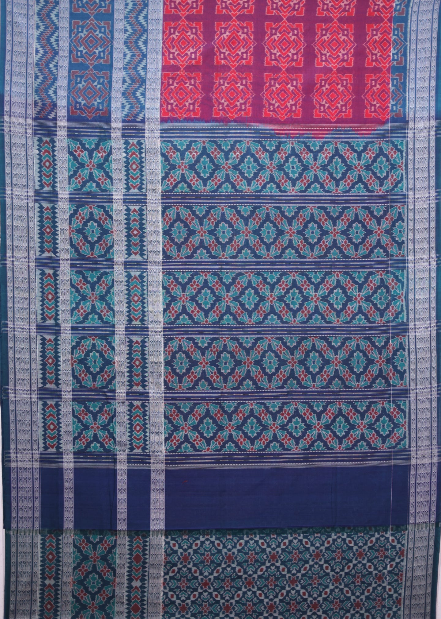 Dark Purple Double Border Bandha Saree