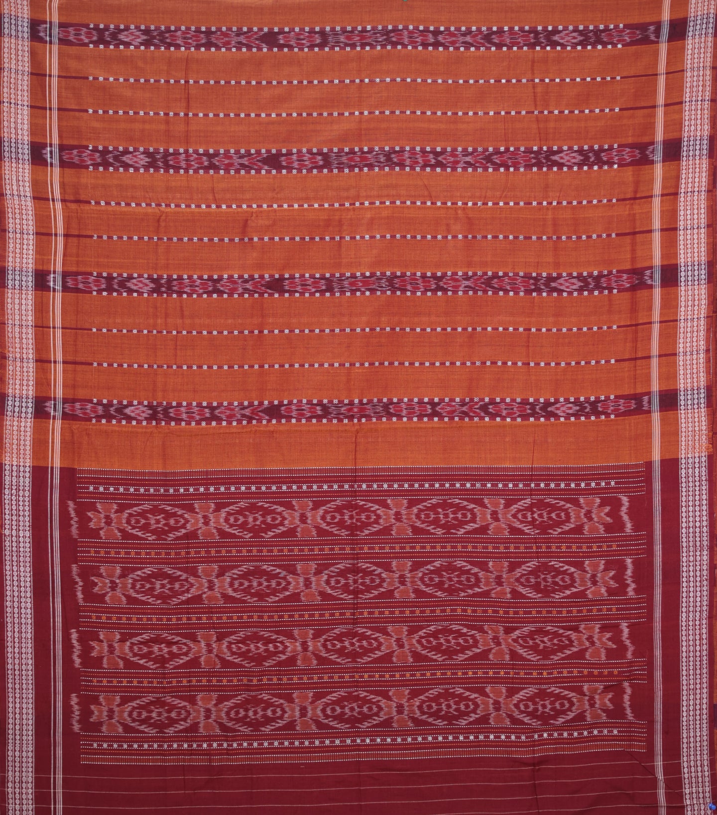 Brown And Maroon Bomkai Line Butti Saree