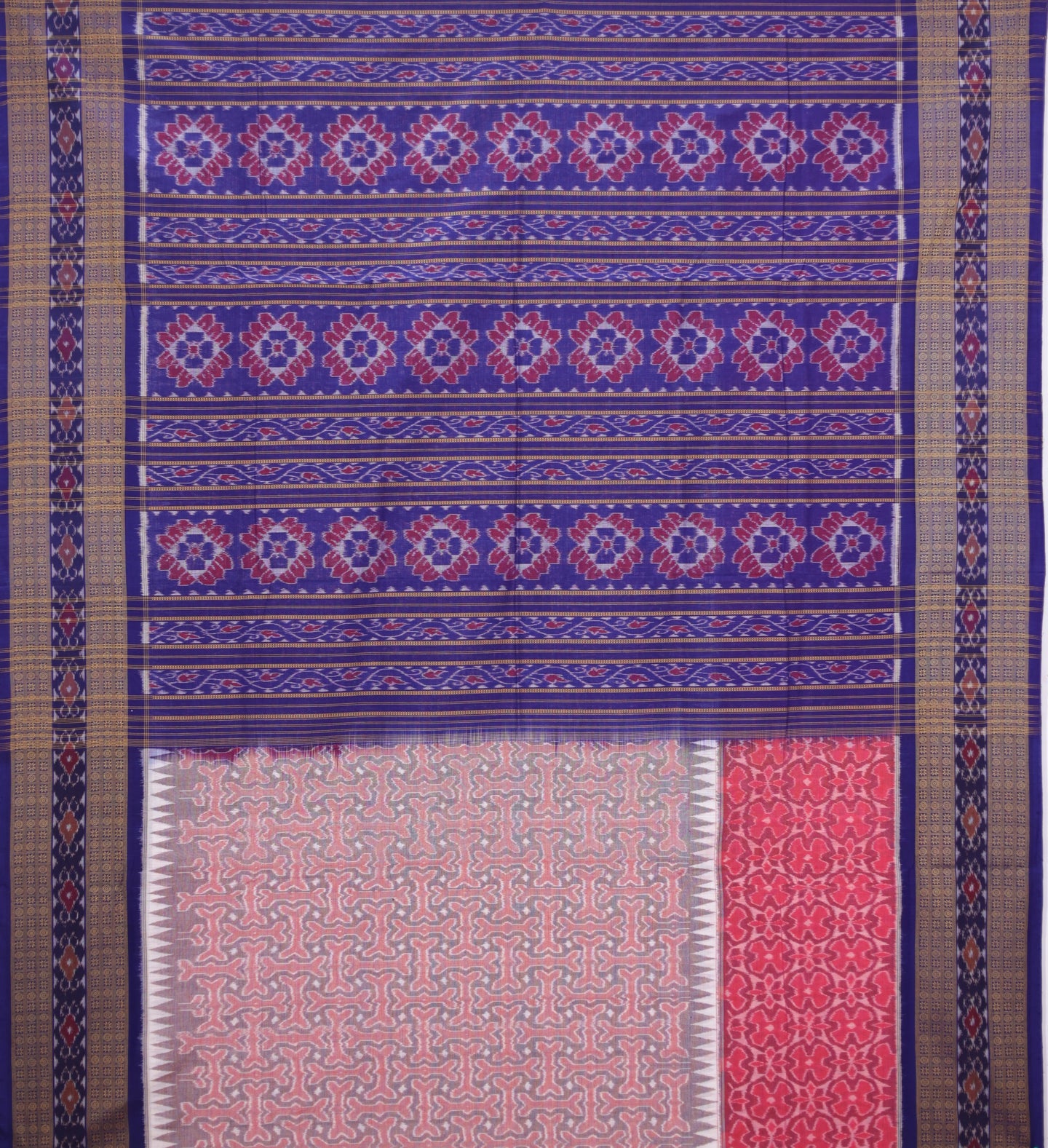 Sweet Pink Double Border Bandha Saree