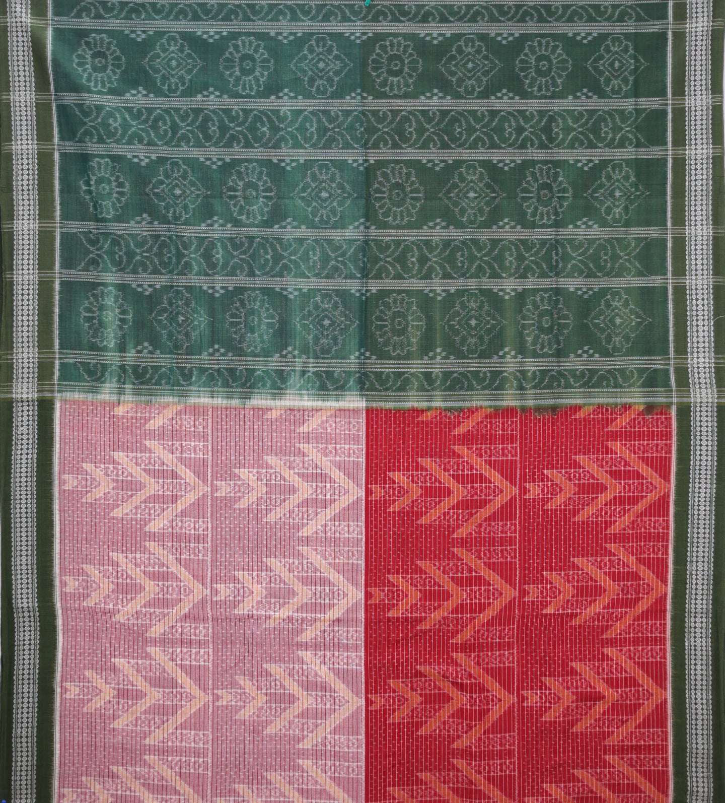 Red And White Body Bandha Saree(With Out Blouse)