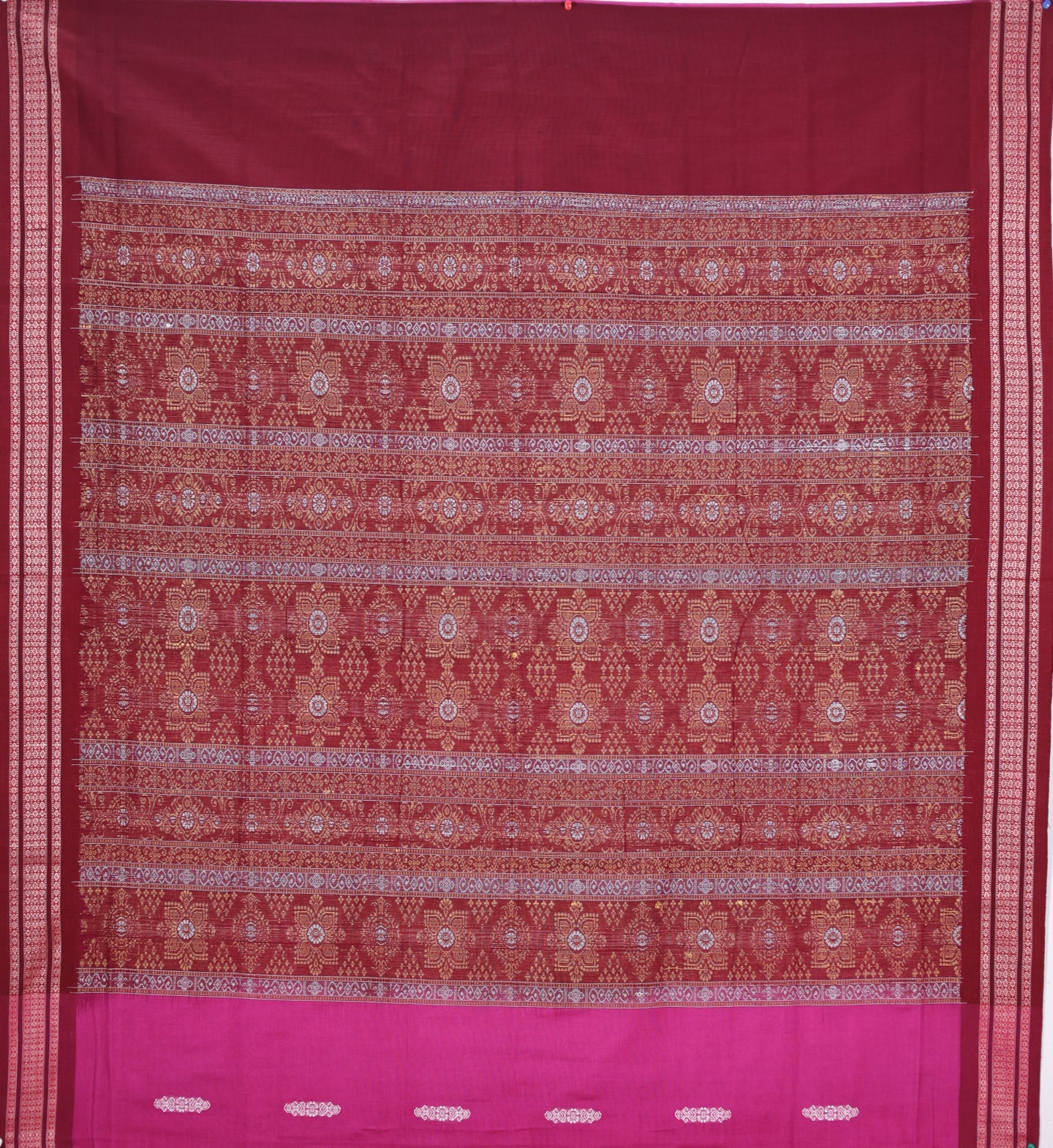 Dark Pink Bomkai Saree
