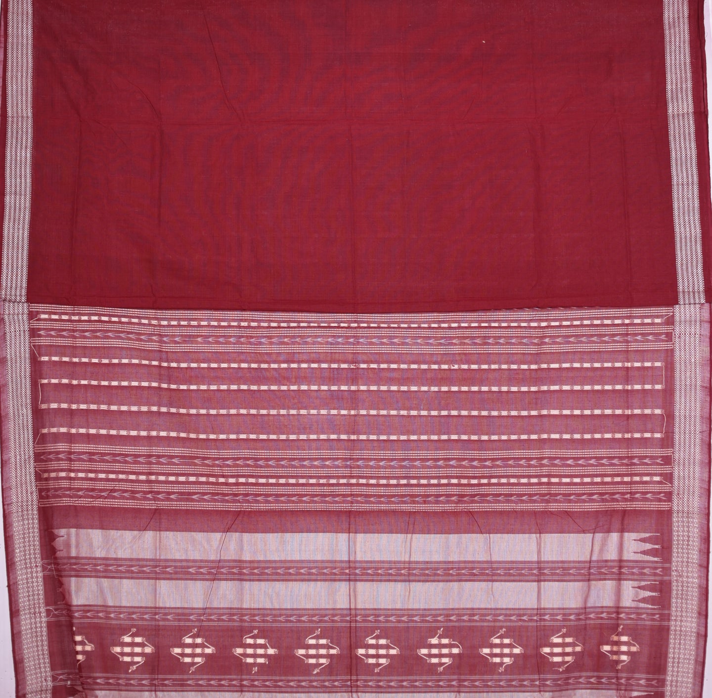 Maroon And Silver Pata Bapta Saree