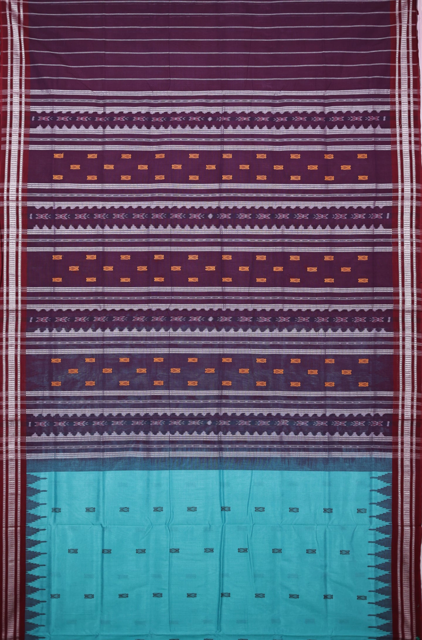 Light Emerald Pata Bapta Saree