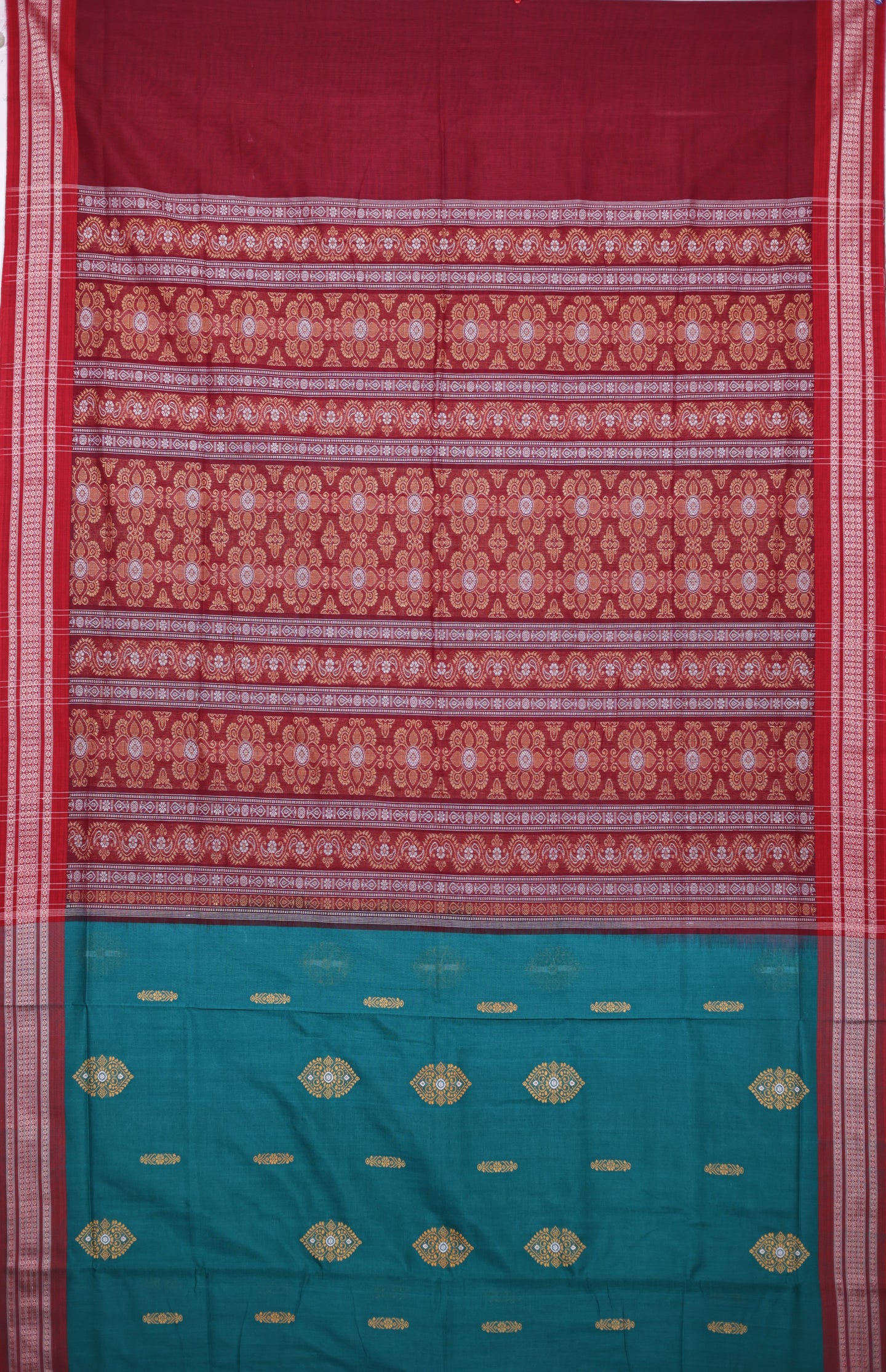 Teal Green Bomkai Saree