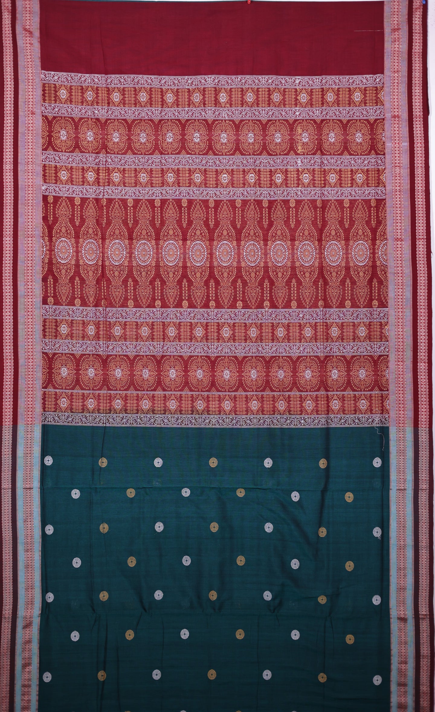 Deep Green Marine Border Bomkai Saree