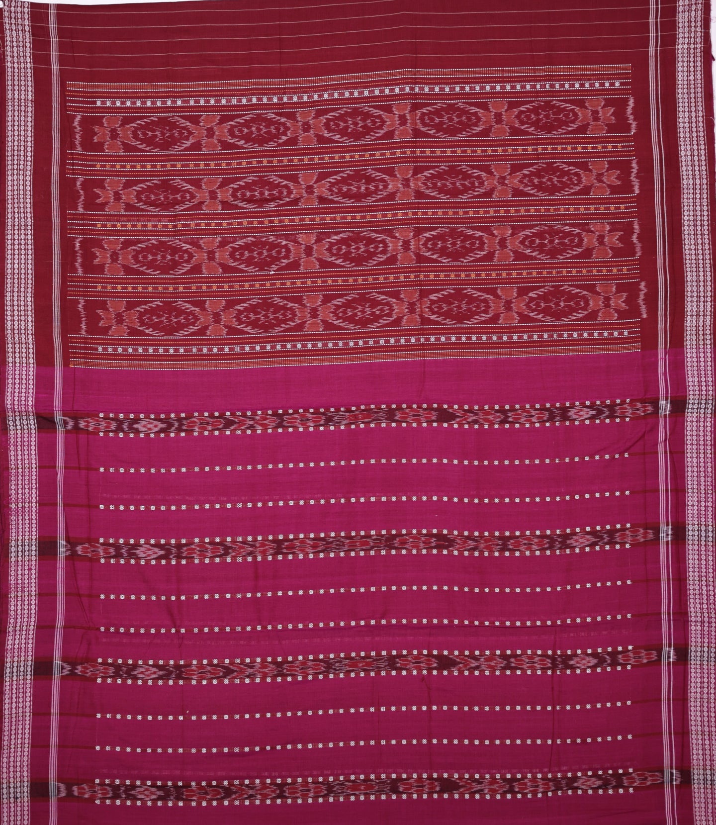 Deep Magenta Bomkai Line Butti Saree