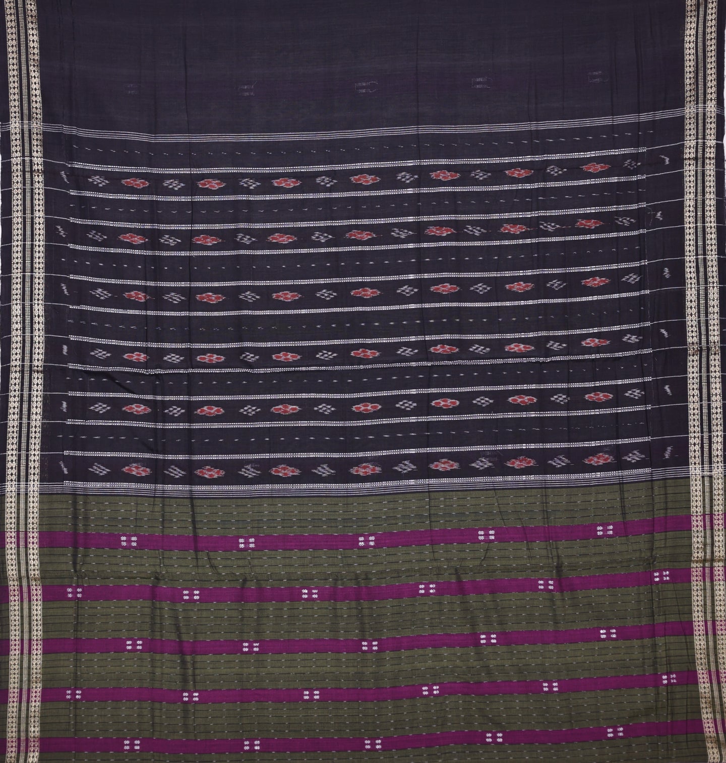 Purple And Dark Bomkai Line Butti Saree