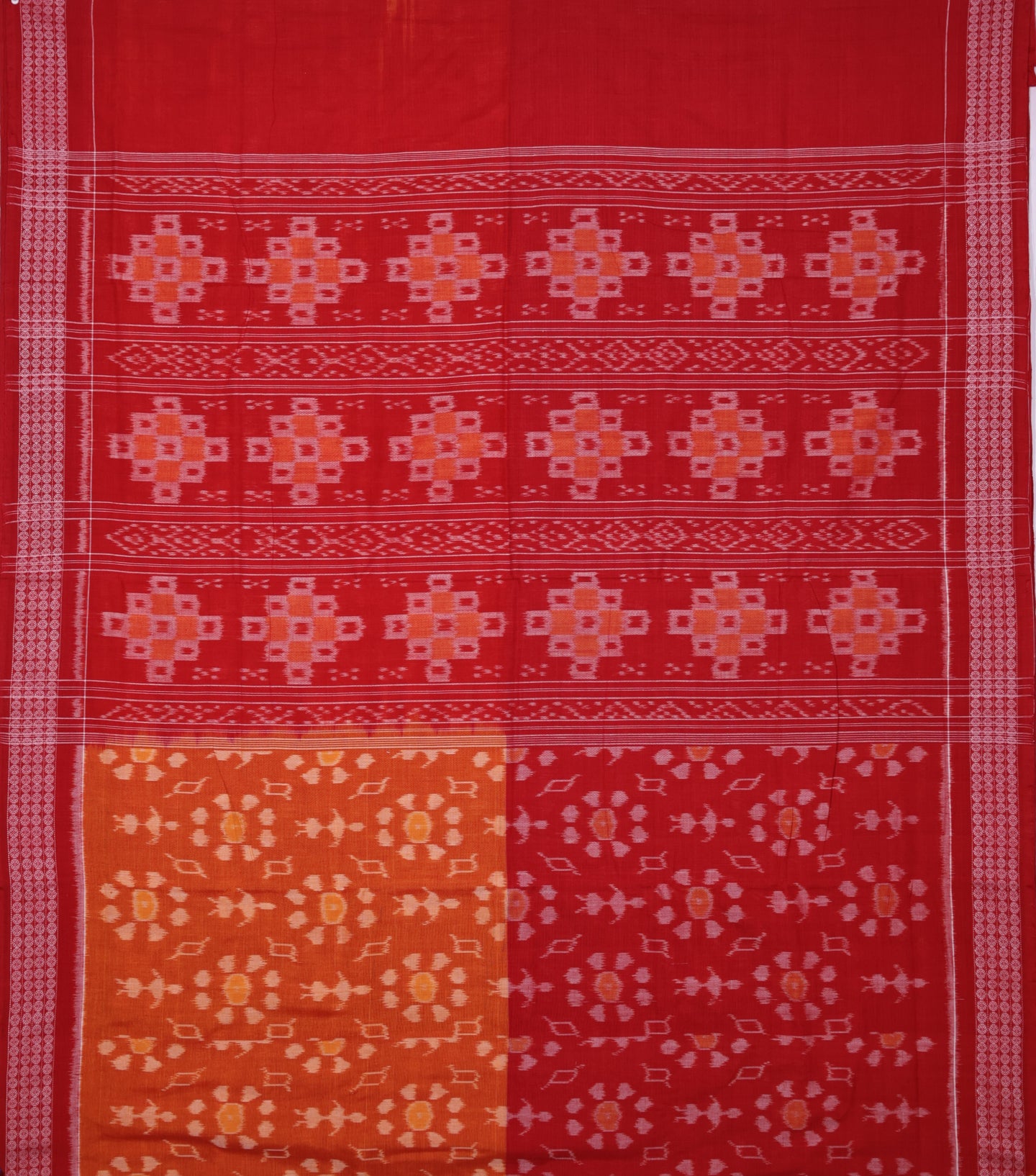 Deep Orange And Red Body Bandha Saree(With Out Blouse)