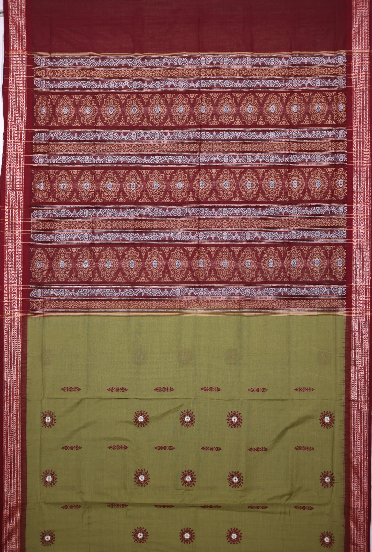 Olive Green Bomkai Saree