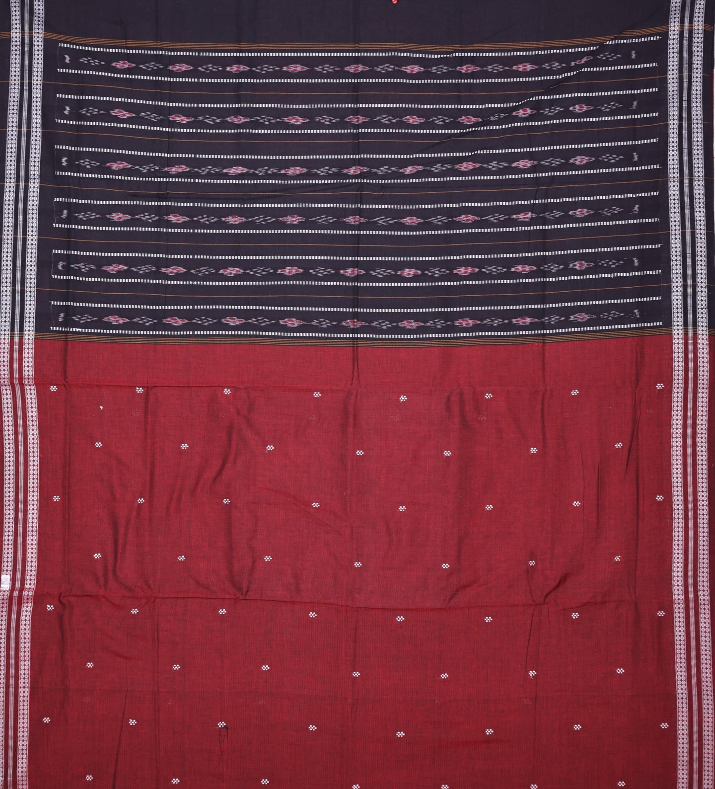 Dark Maroon Bomkai Butti Saree