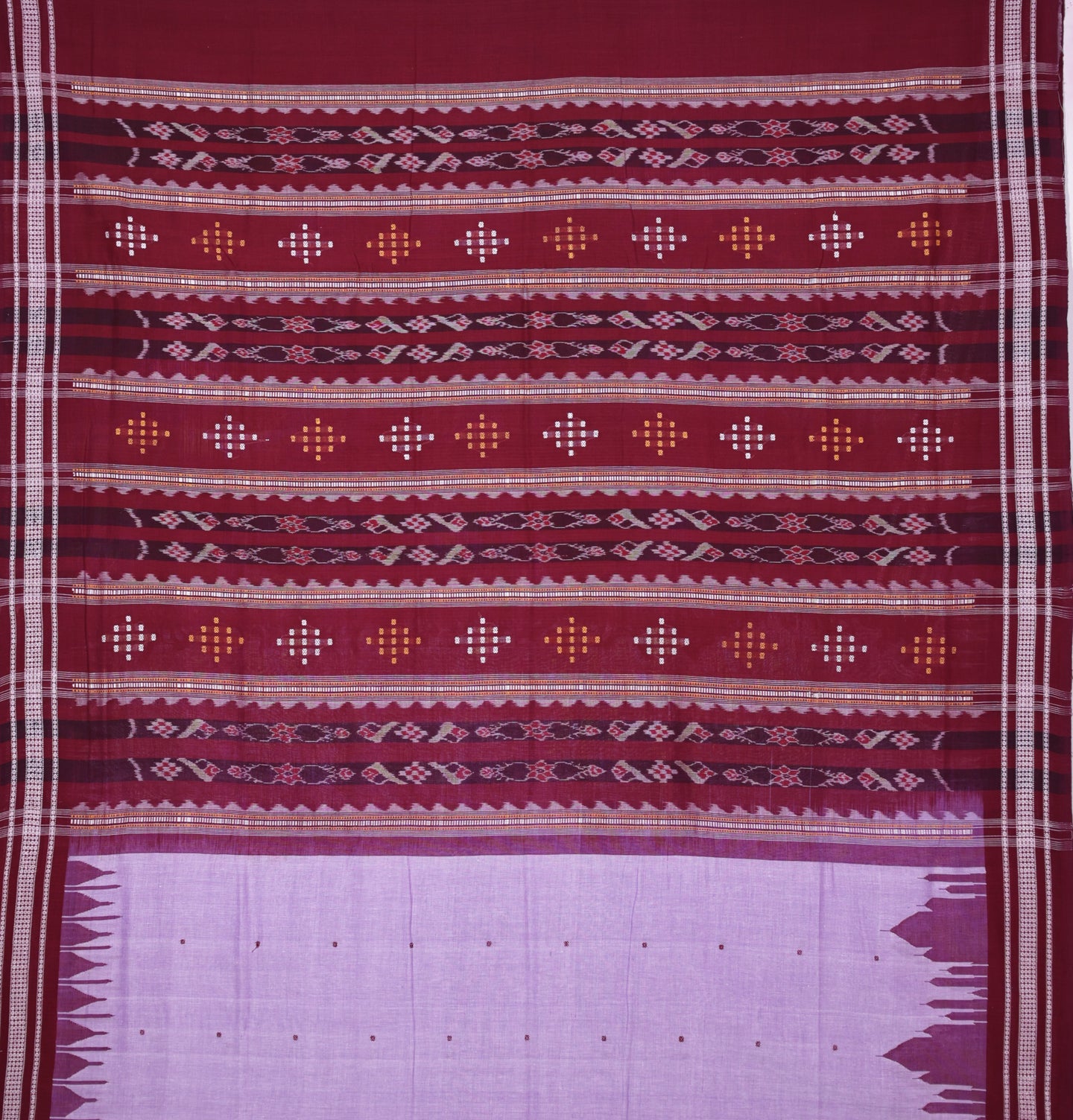 Light Purple Temple Border Cotton Bapta Saree