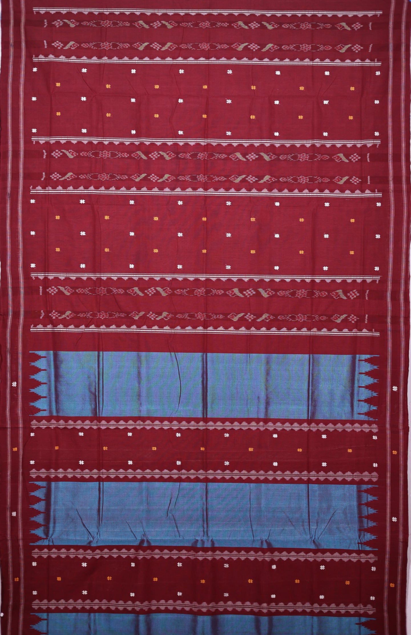 Soft Teal Pata Bapta Saree