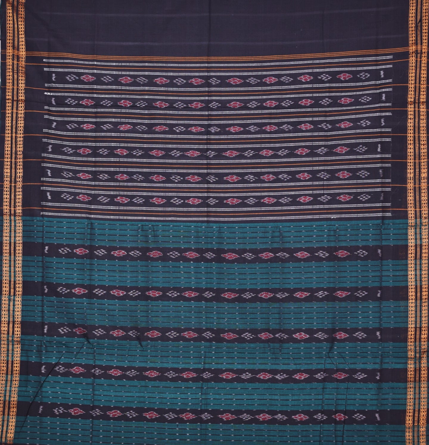 Deep Green Line Bandha Saree