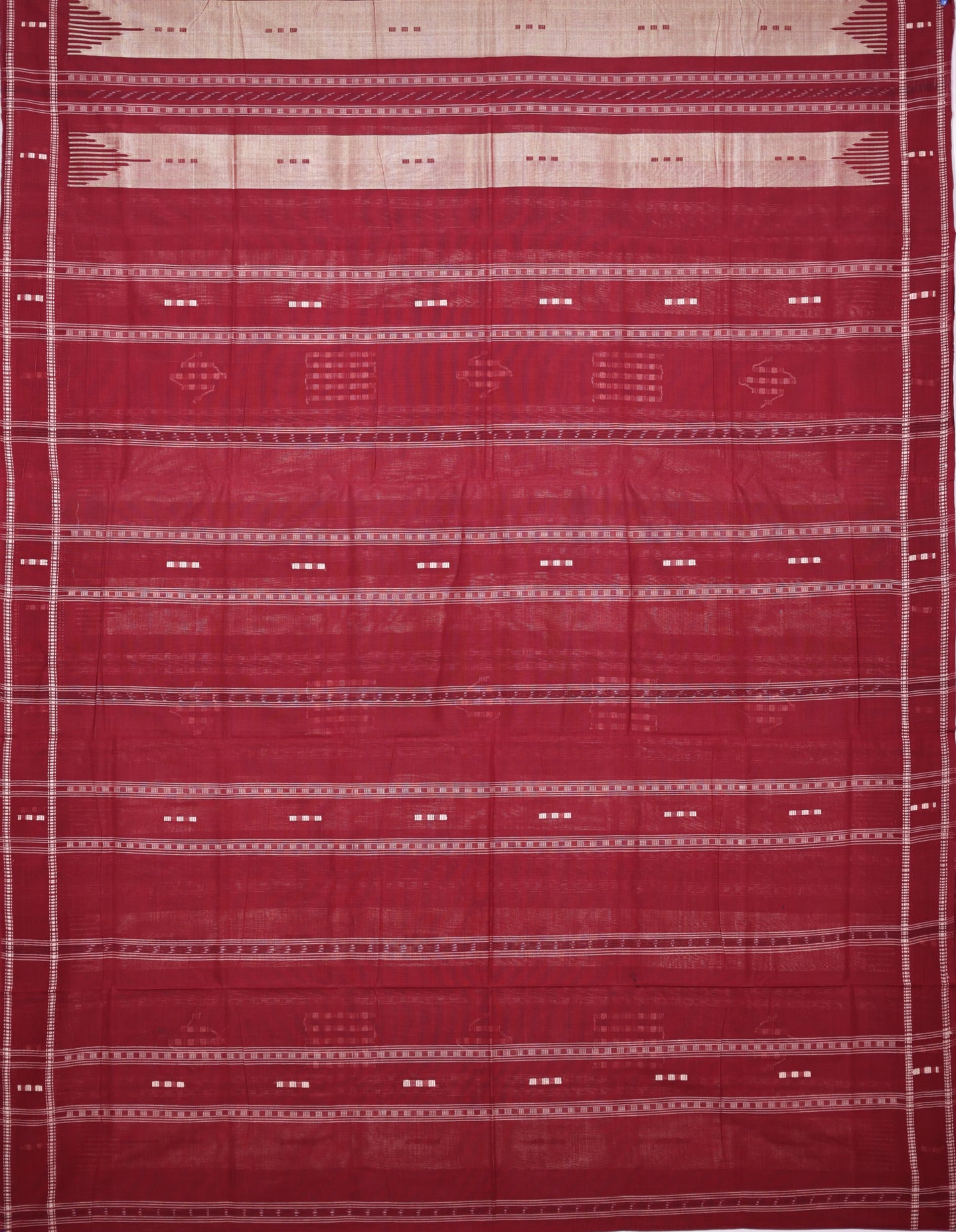 Maroon And Golden Maroon Pata Bapta Saree