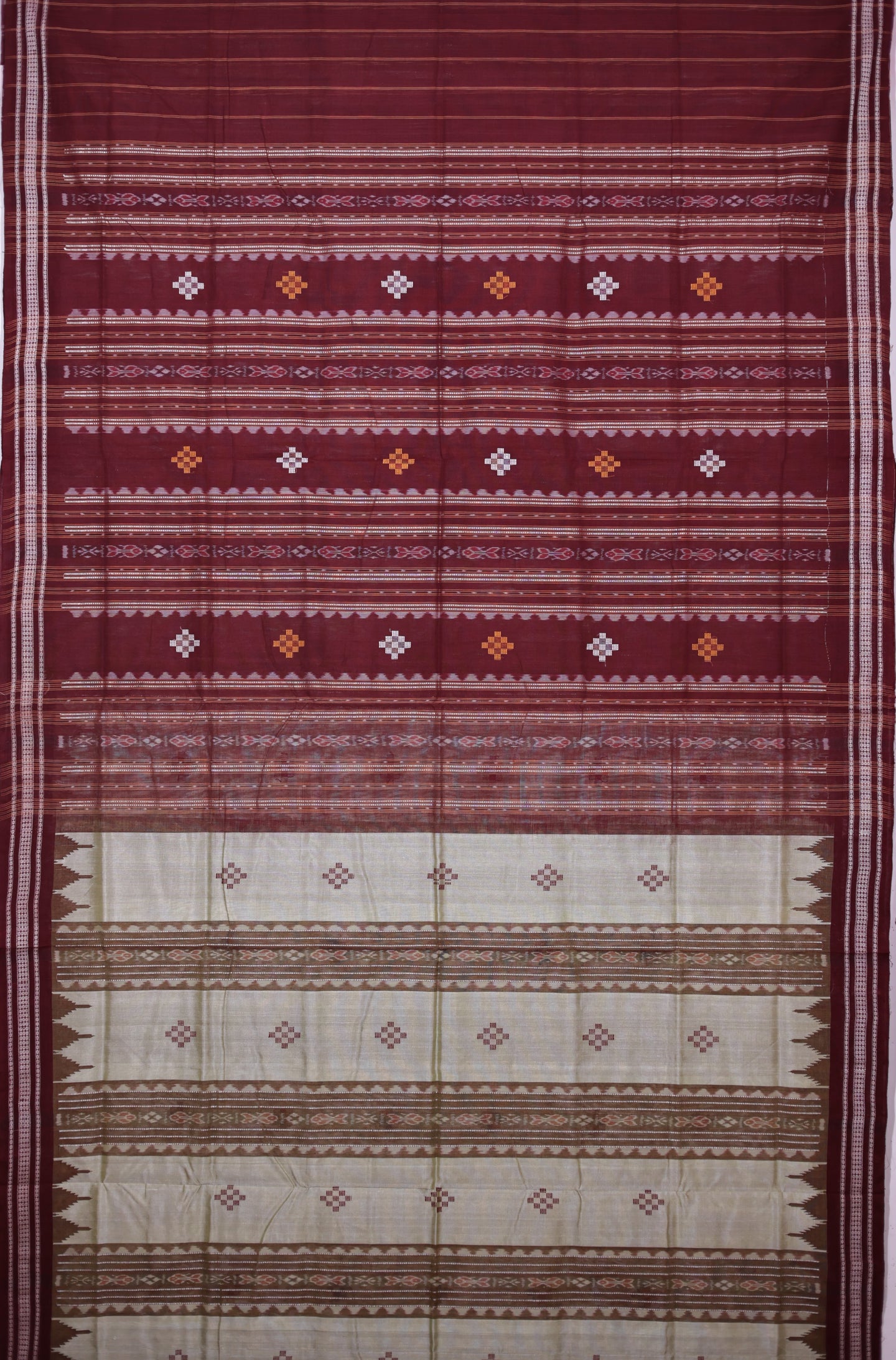 Maroon Pata Bapta Saree