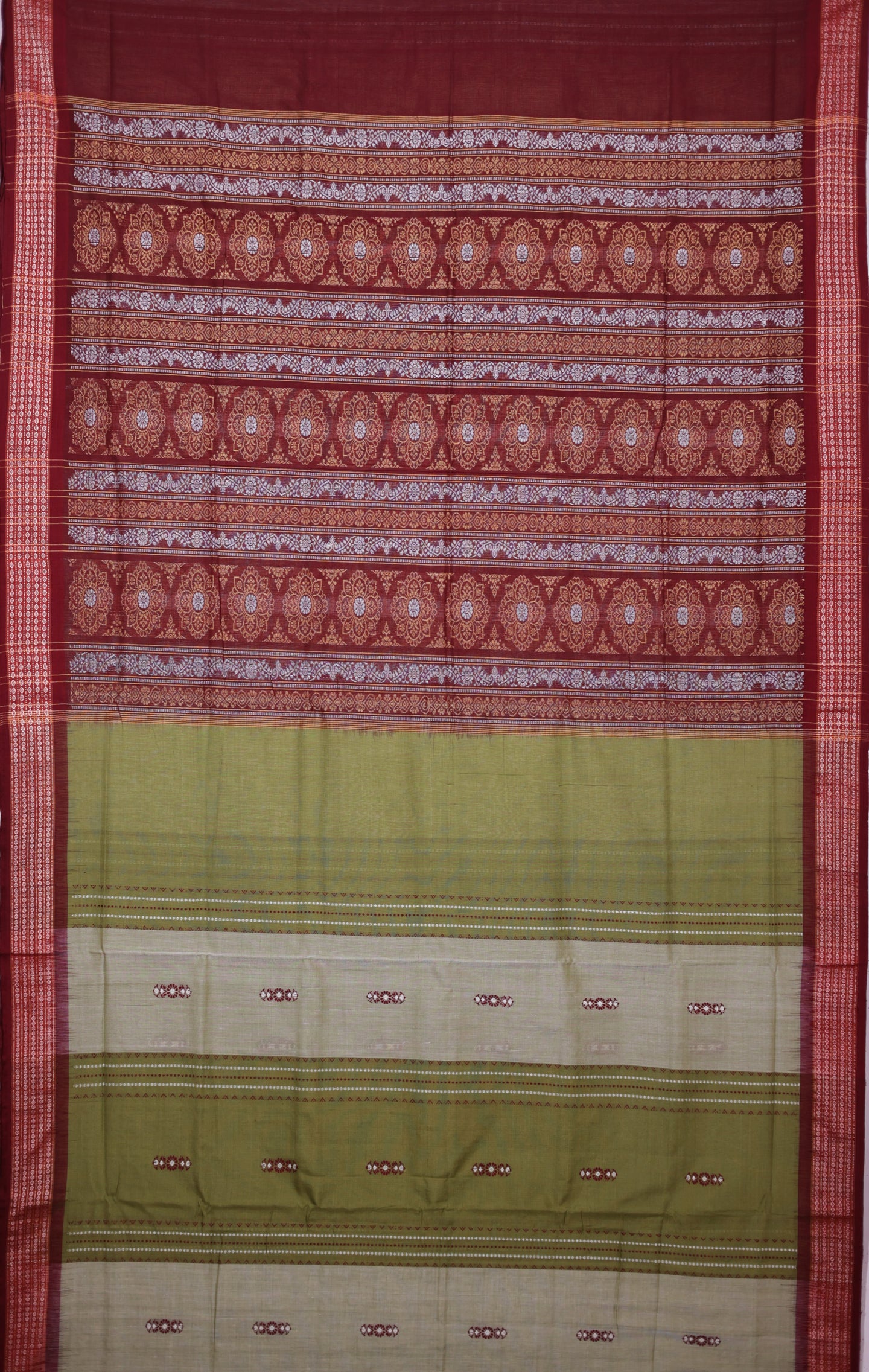 Olive Green Bomkai Saree