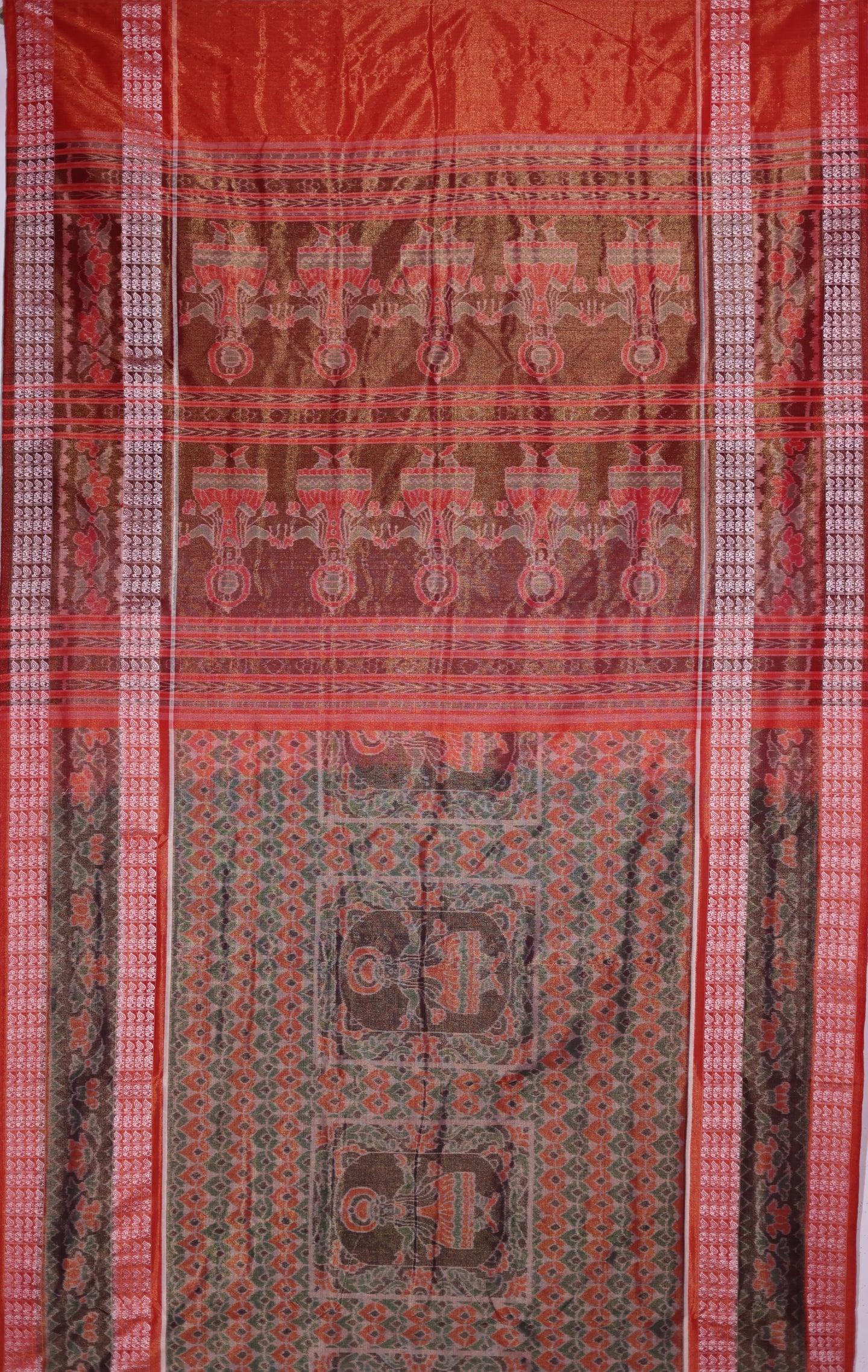 Golden Green Body Bandha Tissue Saree