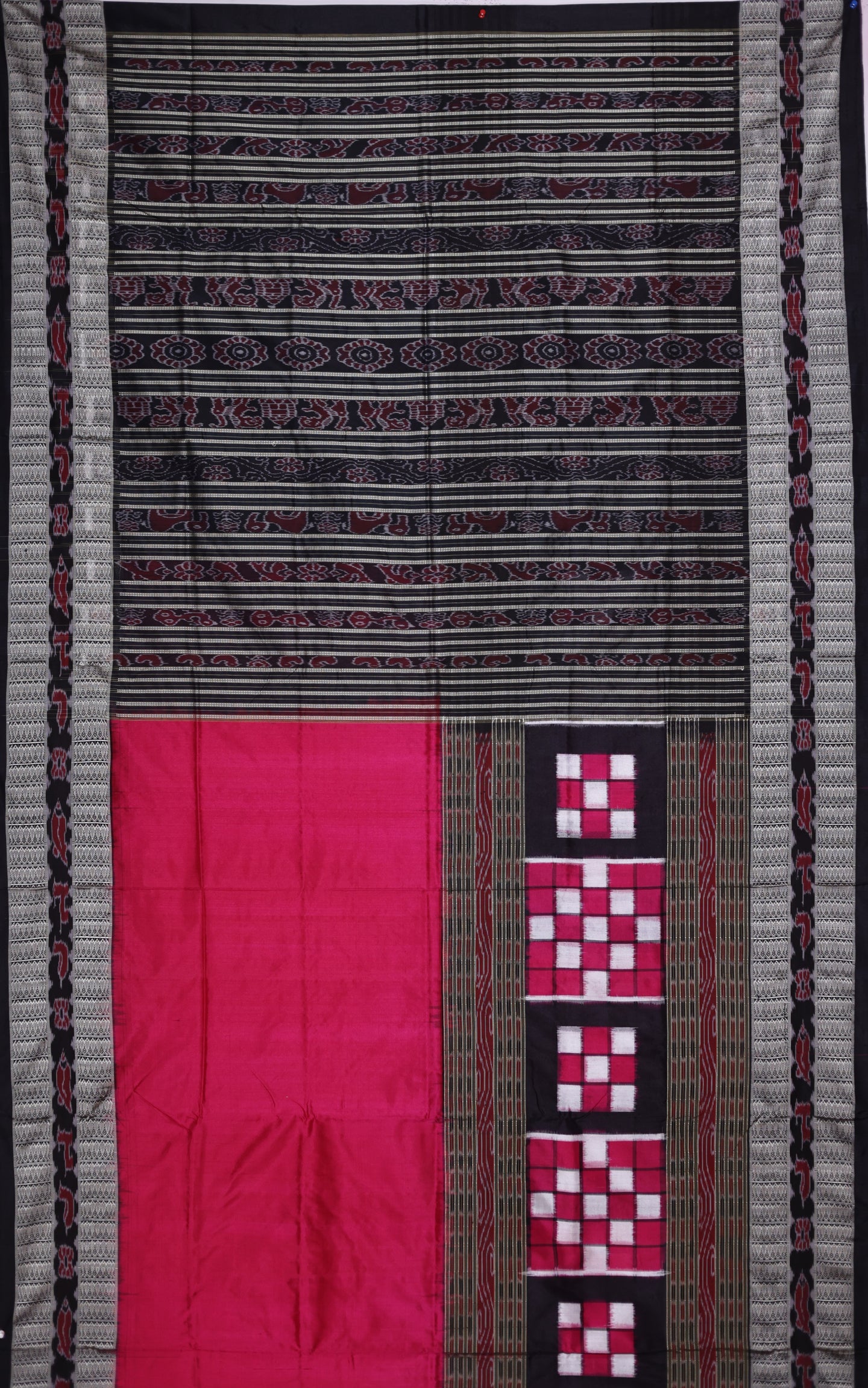 Hot Pink Bomkai Special Border Saree