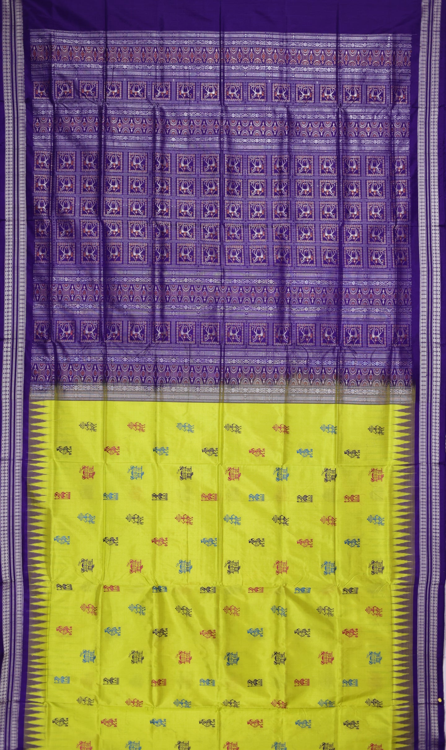 Lemon Green Teracota Bomkai Saree
